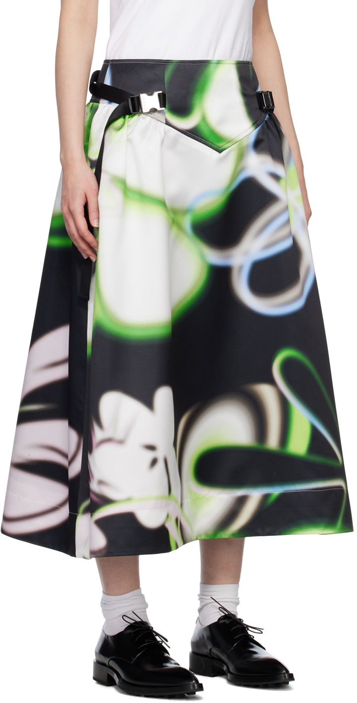 MINJUKIM Black V-Cut Buckle Midi Skirt
