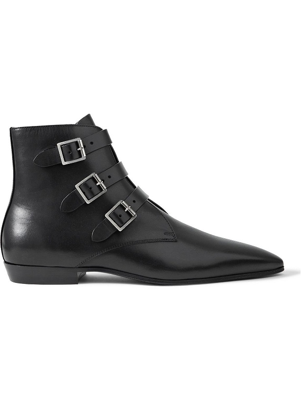 Photo: SAINT LAURENT - Buckled Leather Boots - Black