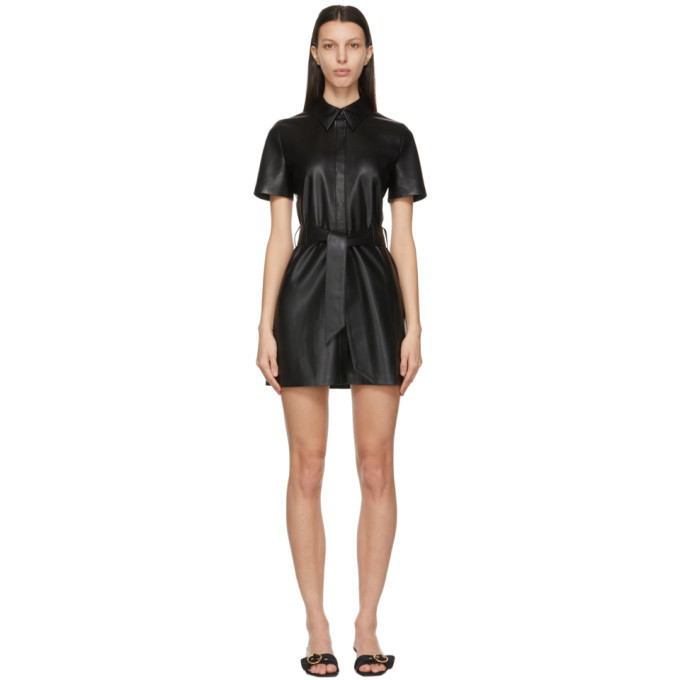 Nanushka Black Vegan Leather Halli Dress Nanushka