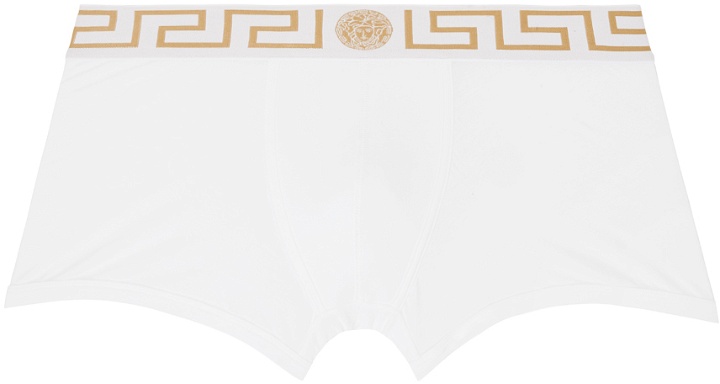 Photo: Versace Underwear White Greca Border Boxers