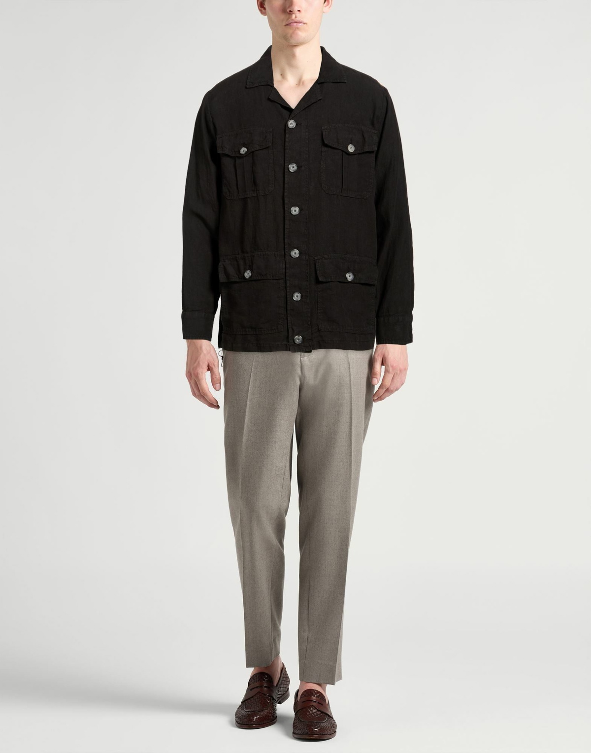120% Lino Mens Shirt in Black