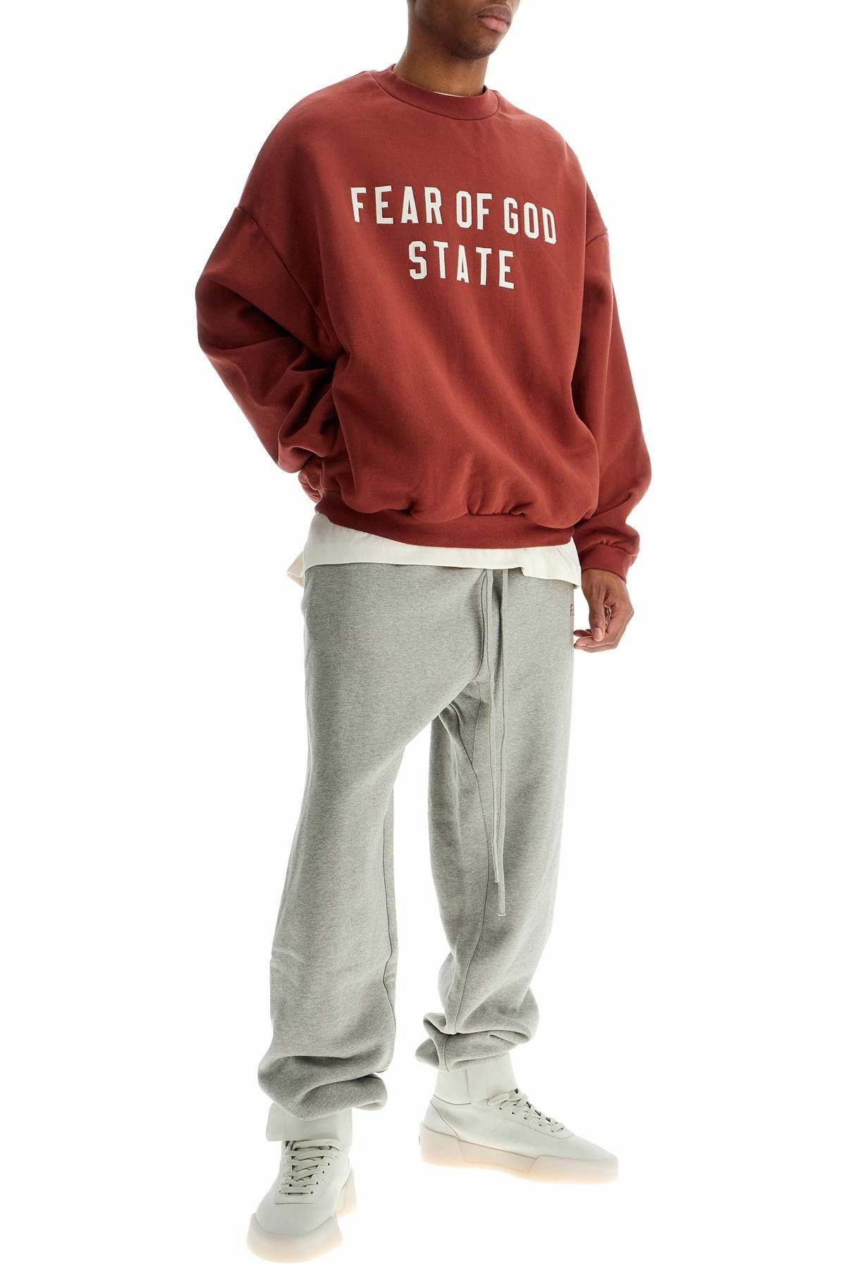 FEAR OF GOD ESSENTIALS heavy fleece crewneck sweatshirt Red FEAR OF GOD ESSENTIALS heavy fleece crewneck sweatshirt Red