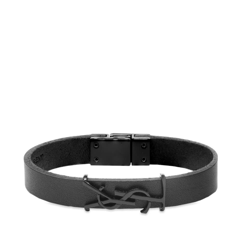 YSL logo-plaque leather bracelet, Saint Laurent