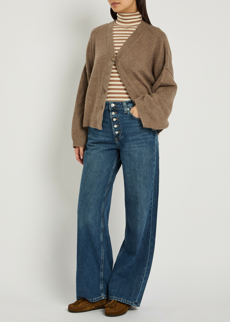 Free People Nia Wide-leg Boyfriend Denim Jeans Light Blue