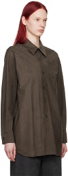 AURALEE Brown Oversized Leather Shirt