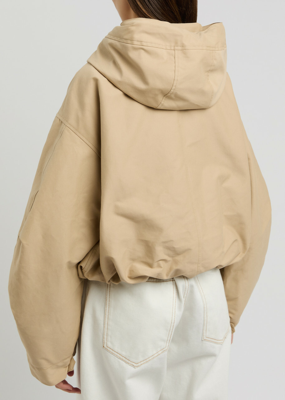Jacquemus La Parka Courte Caraco Hooded Canvas Jacket Beige