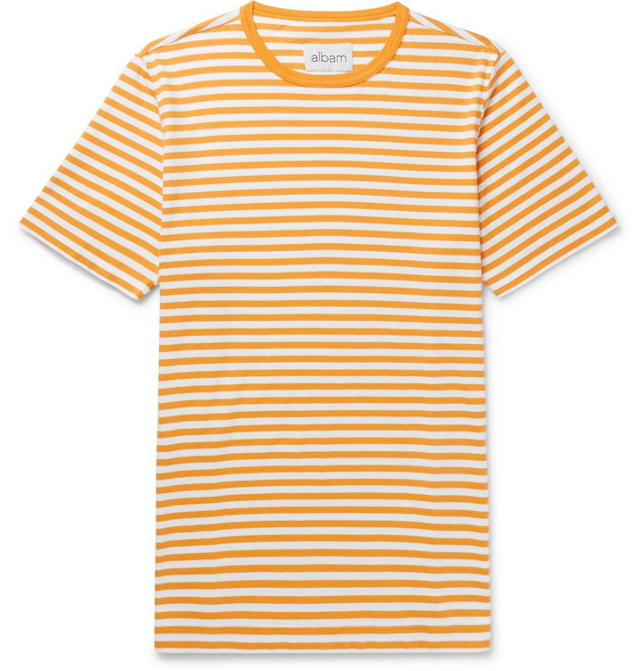 Photo: Albam - Striped Cotton-Jersey T-Shirt - Men - Yellow