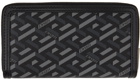 Versace Black Monogram Continental Wallet