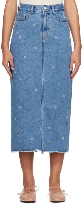 Photo: Kijun Blue Flower Denim Maxi Skirt