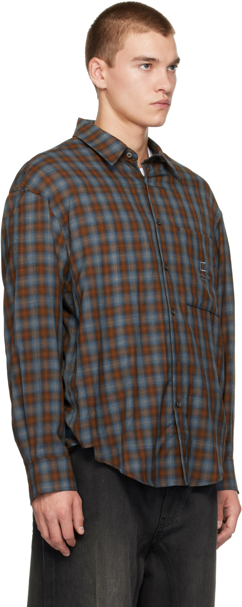 WOOYOUNGMI Navy Gradient Check Shirt