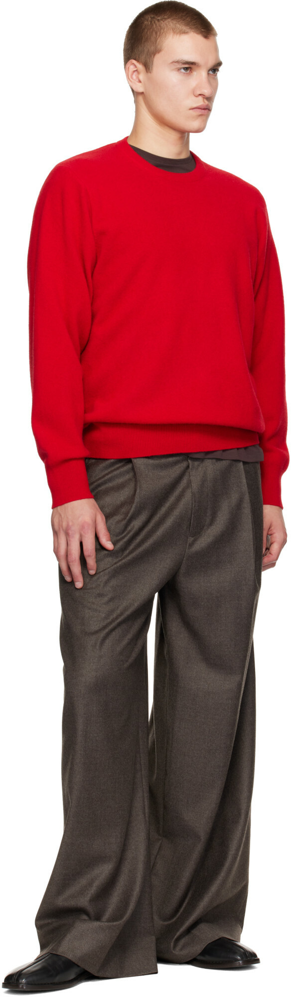 ssstein Red Extra Fine Wool Crewneck Sweater