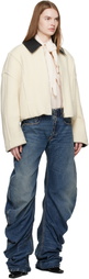 Jean Paul Gaultier Off-White Heavy Wool Bomber Jacket
