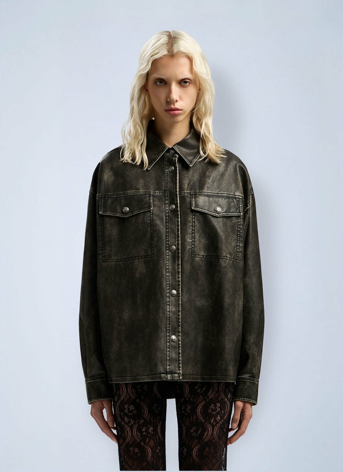 Palm Angels Curved Logo Coated Overshirt