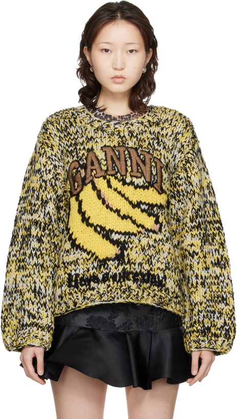 Photo: GANNI Black & Yellow Heavy Wool Handknit Sweater