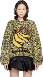 GANNI Black & Yellow Heavy Wool Handknit Sweater