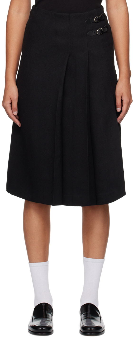 Dunst Black Belted Midi Skirt