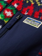Polo Ralph Lauren - Logo-Appliquéd Canvas-Trimmed Fleece-Jacquard Jacket - Blue