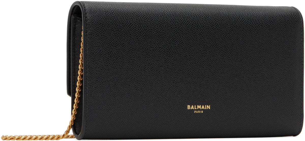Balmain Emblème Grained Calfskin Tote Bag in Noir