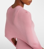 Alaïa Asymmetric caped silk-blend midi dress