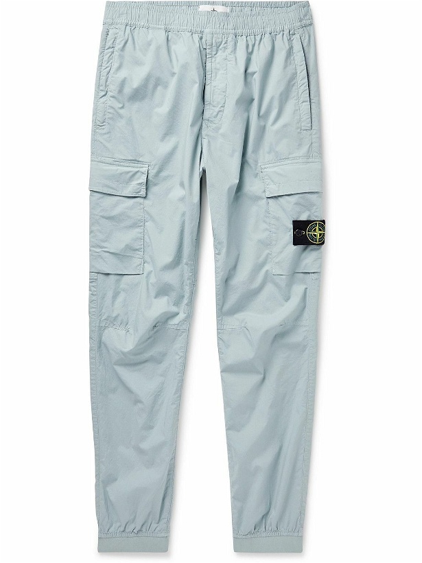 Photo: Stone Island - Tapered Garment-Dyed Stretch-Cotton Cargo Trousers - Blue