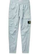 Stone Island - Tapered Garment-Dyed Stretch-Cotton Cargo Trousers - Blue