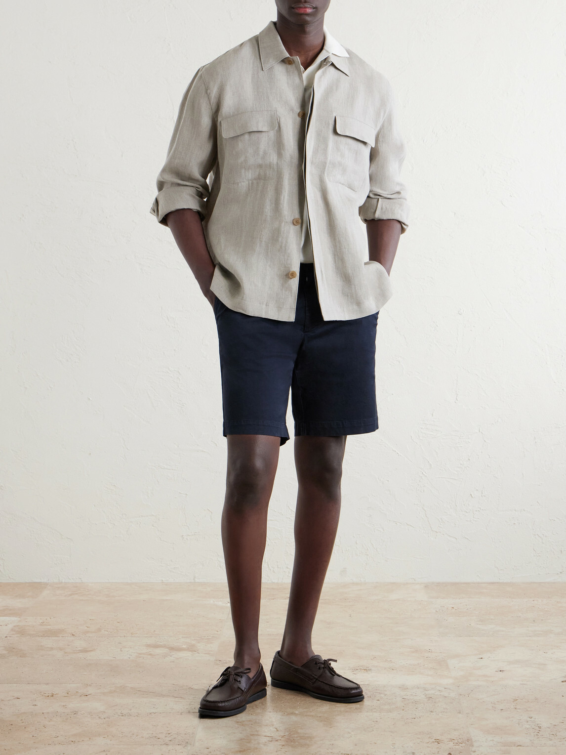 Sunspel - Straight-Leg Garment-Dyed Cotton-Blend Twill Chino Shorts - Blue