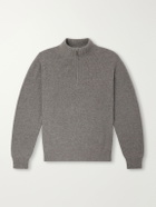 N.PEAL - Ribbed Cashmere Zip-Up Sweater - Gray