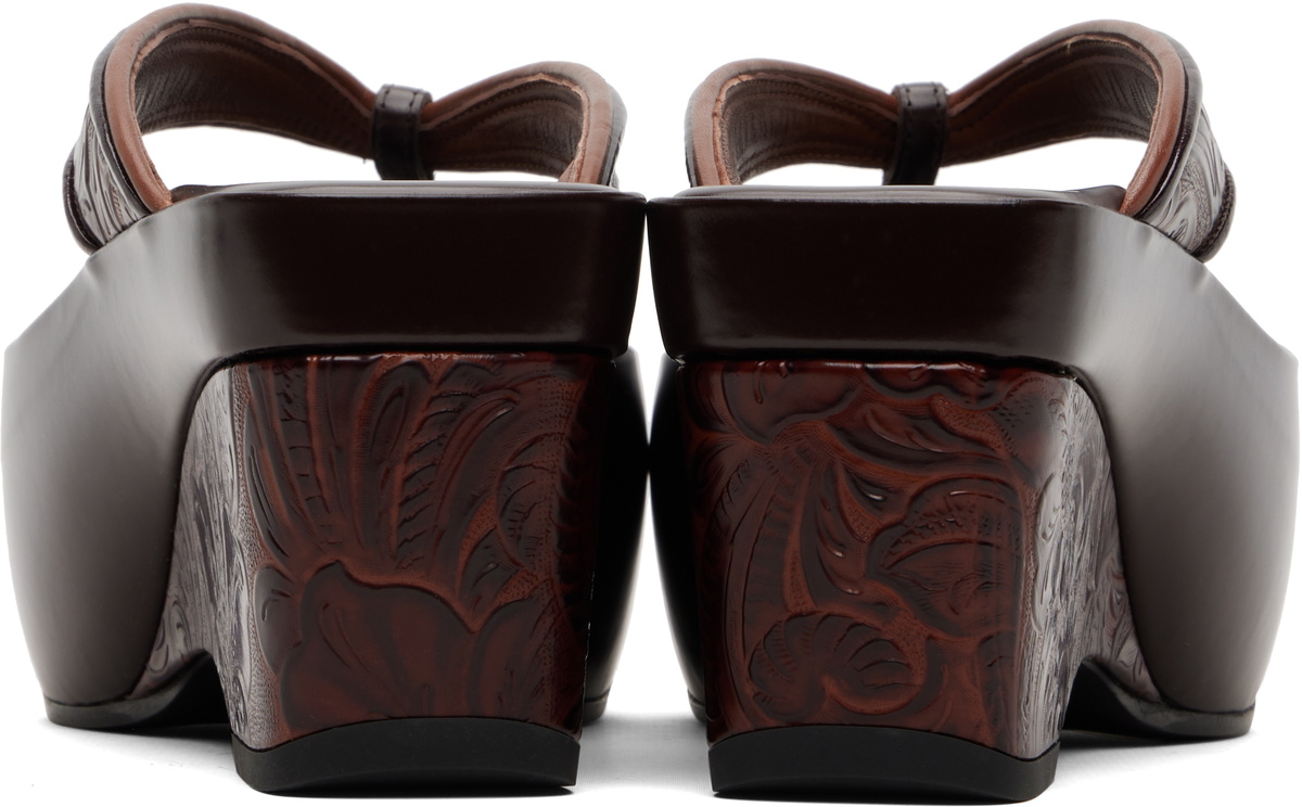 Dries Van Noten Burgundy Platform Thong Heeled Sandals