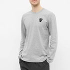 Comme des Garçons Play Men's Long Sleeve Overlapping Heart T-Shirt in Grey/Black