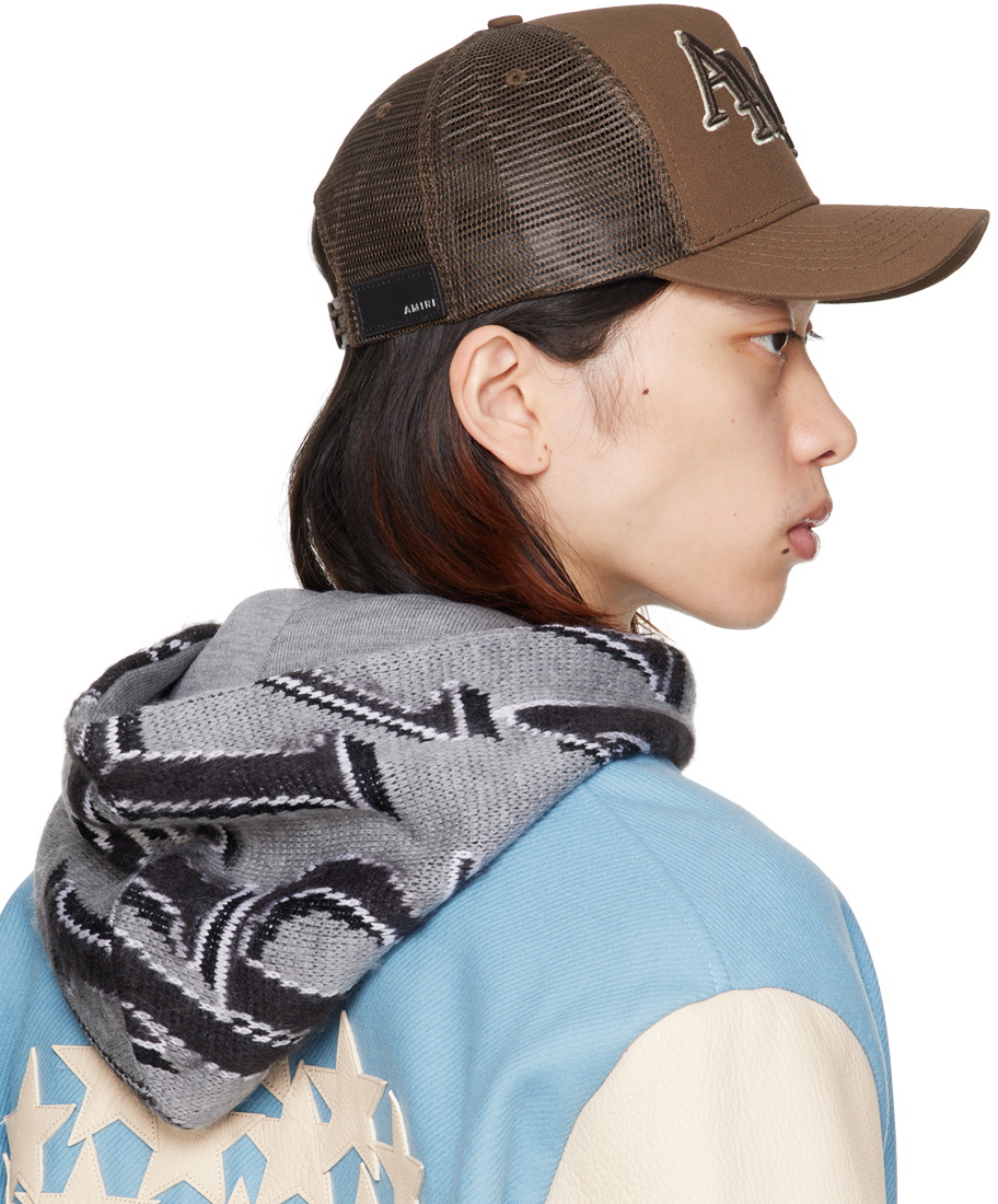 AMIRI Brown Staggered Logo Trucker Cap Amiri