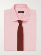 HUGO BOSS - Jason Slim-Fit Cutaway-Collar Cotton and Hemp-Blend Shirt - Pink