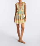 Camilla Floral embellished tiered silk minidress