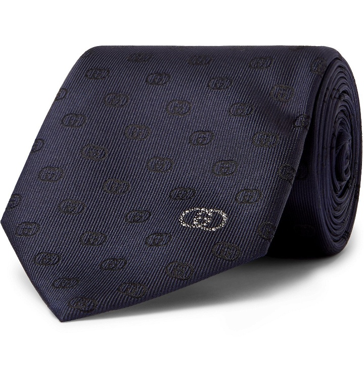 Photo: GUCCI - 7cm Logo-Jacquard Silk-Blend Tie - Blue