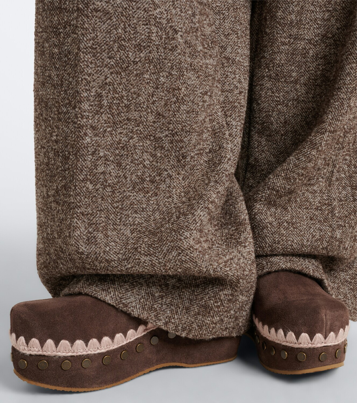 Mou Shearling-lined suede clogs
