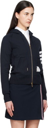 Thom Browne Navy Classic Loopback 4-Bar Zip Hoodie