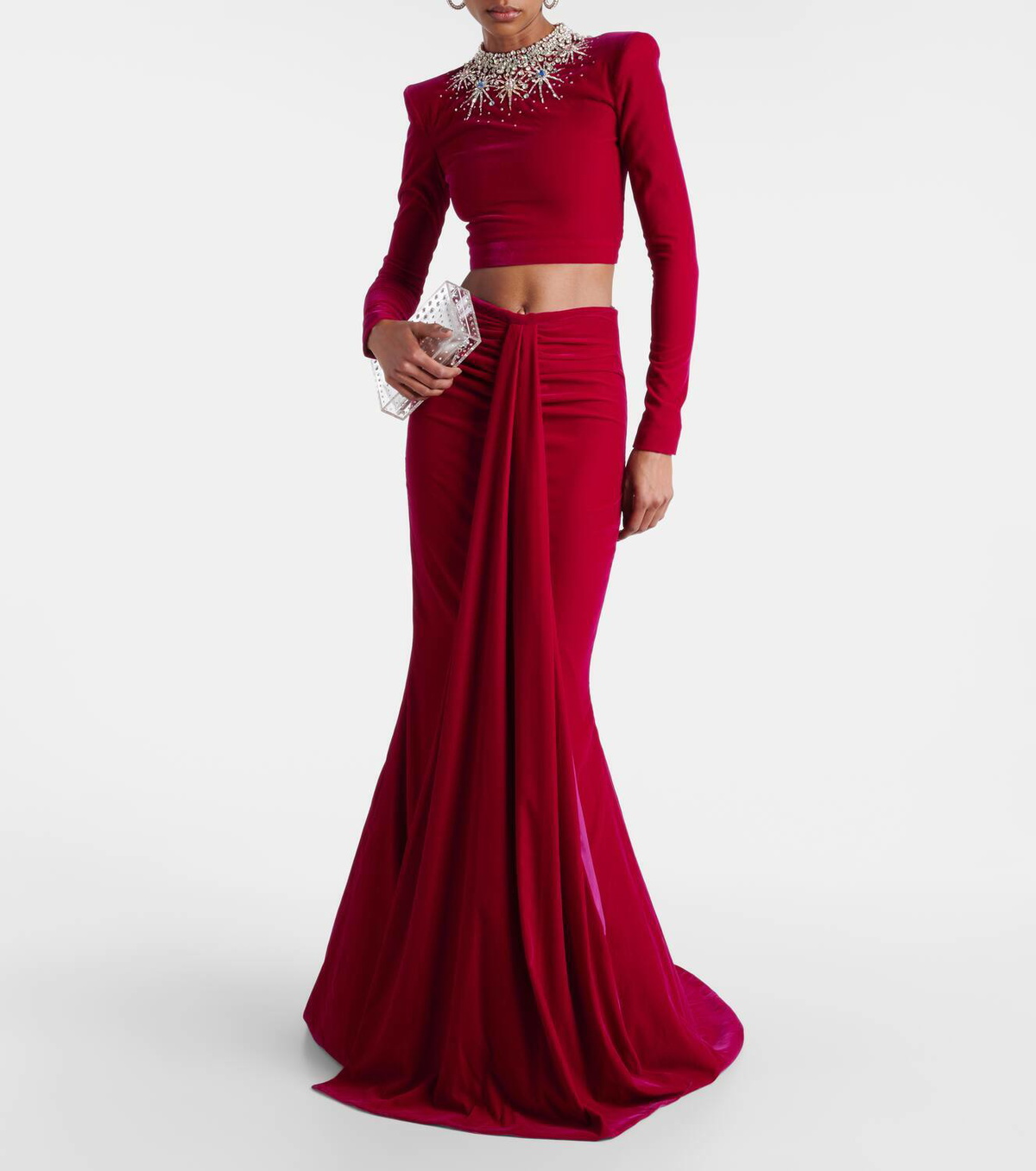 Miss Sohee Gemma embellished crop top and maxi skirt set