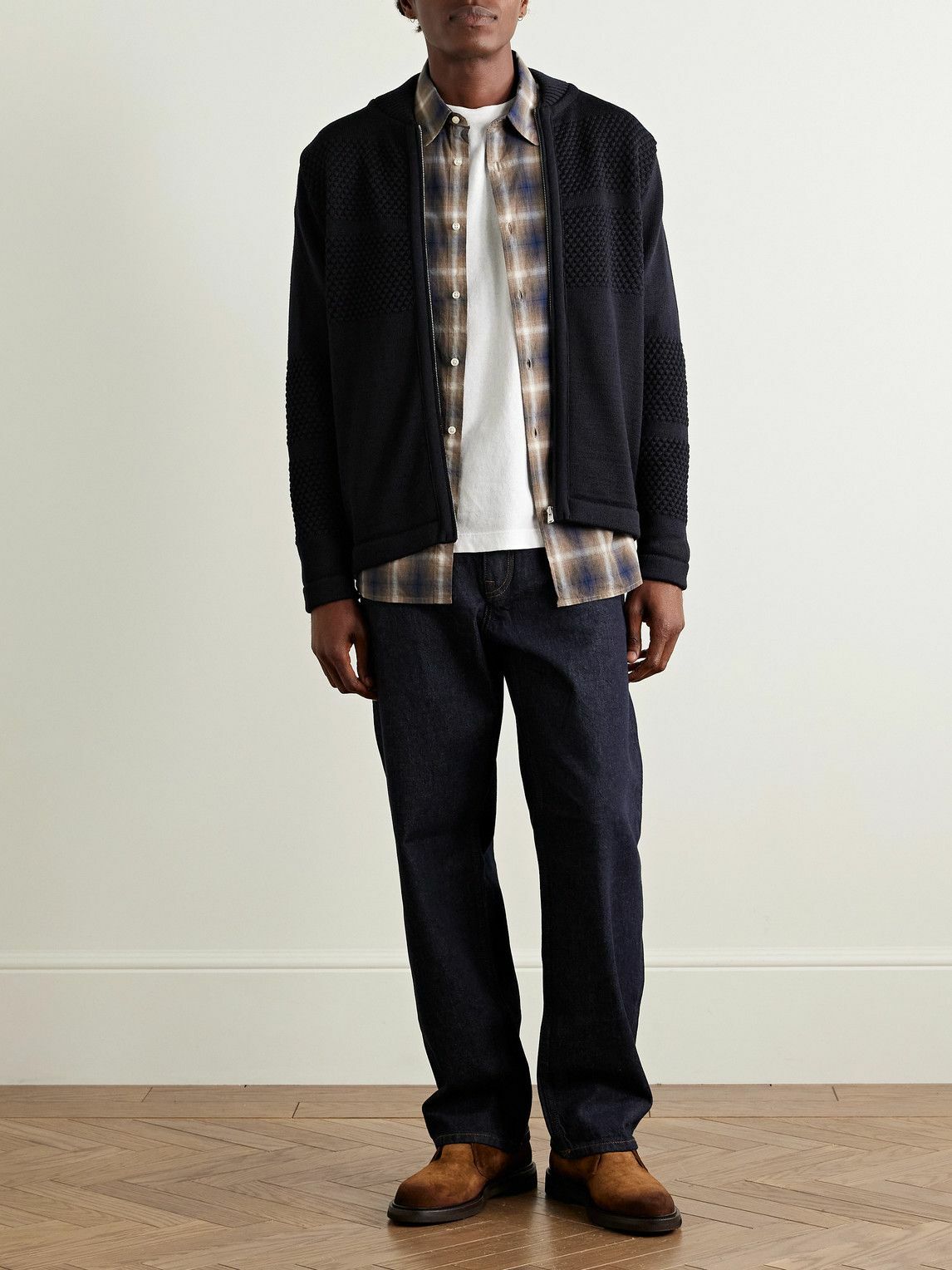 S.N.S. Herning - Fisherman Wool Zip-Up Cardigan - Blue