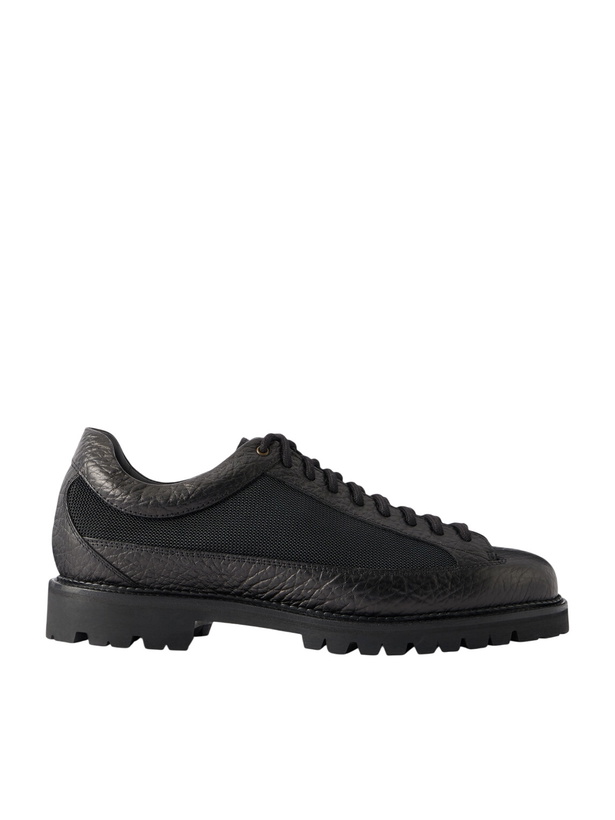 Photo: Aimé Leon Dore - Field Textured Leather-Trimmed Mesh Hiking Boots - Black