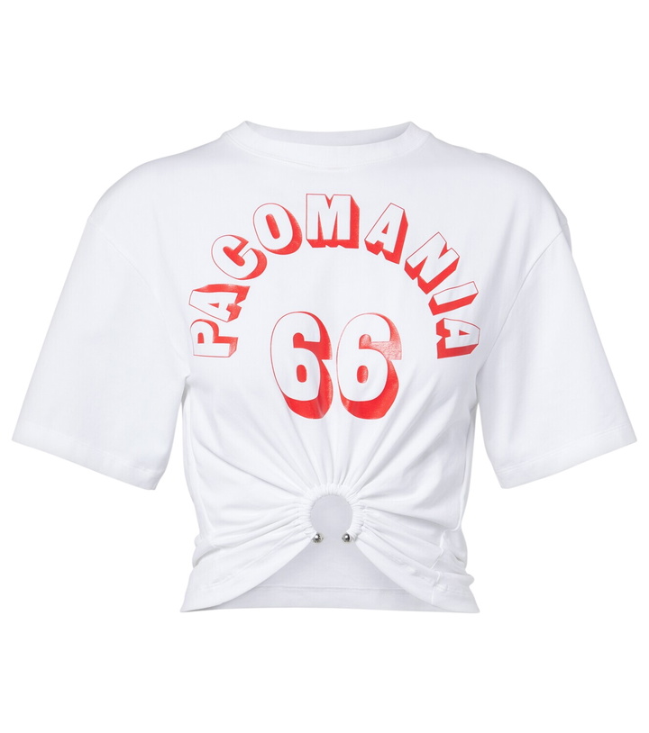 Photo: Rabanne Printed cropped cotton-blend T-shirt