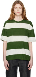YMC Green & Off-White Triple Stripe T-shirt