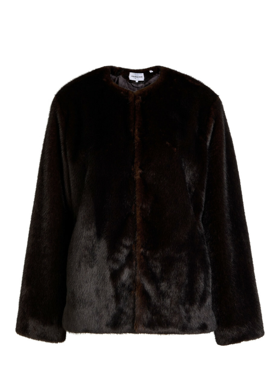 Veronica Beard Griselda Faux fur Jacket Dark Brown
