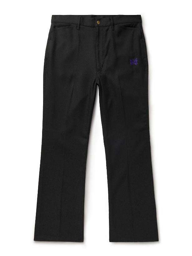 Photo: Needles - Bootcut Logo-Embroidered Twill Trousers - Black
