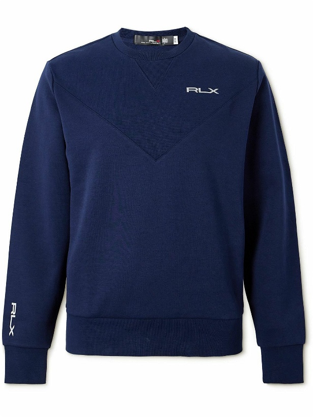 Photo: RLX Ralph Lauren - Logo-Print Cotton-Blend Jersey Golf Sweatshirt - Blue