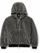 Balmain - Logo-Jacquard Faux Fur Hooded Bomber Jacket - Black