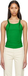 Re/Done Green Hanes Edition Ribbed Tank Top