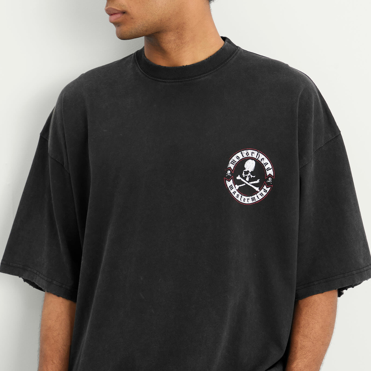 END. Men's x MASTERMIND WORLD x Motorhead Biker Badge T-Shirt in Black