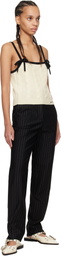 GANNI Off-White & Black Cashmere Mix Strap Tank Top