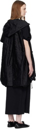 sacai Black Quilted Satin Hooded Vest