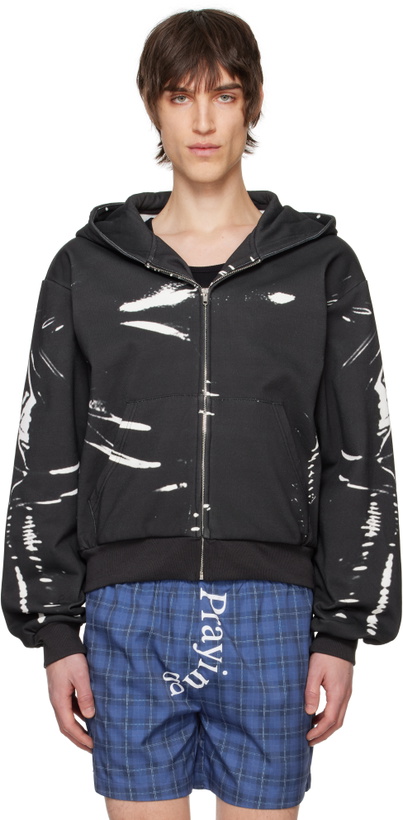 Photo: Praying Black Latex Printed Hoodie
