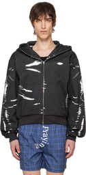 Praying Black Latex Printed Hoodie
